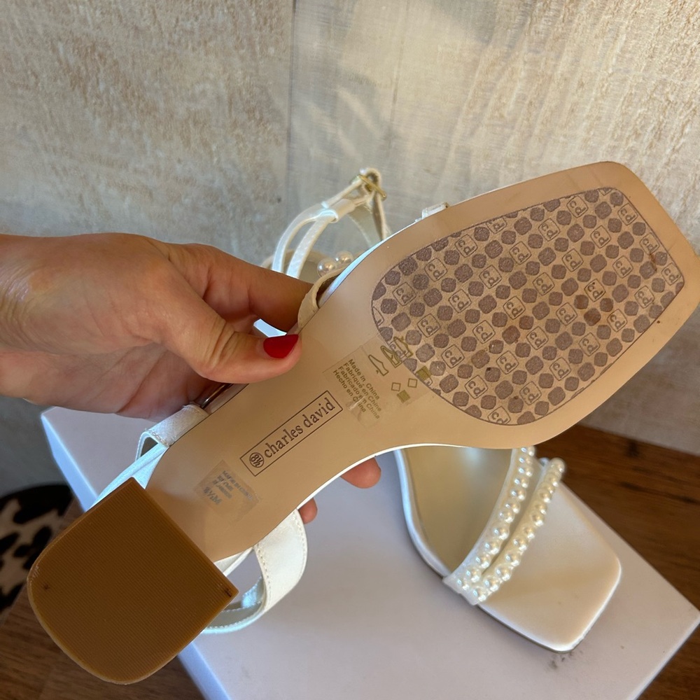 Charles David White Pearl-Adorned Heels - Picture 3 of 5